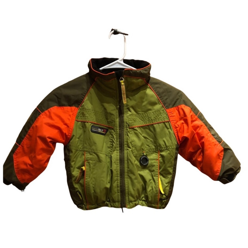 Obermeyer Kids Puffer Jacket - Green and Orange